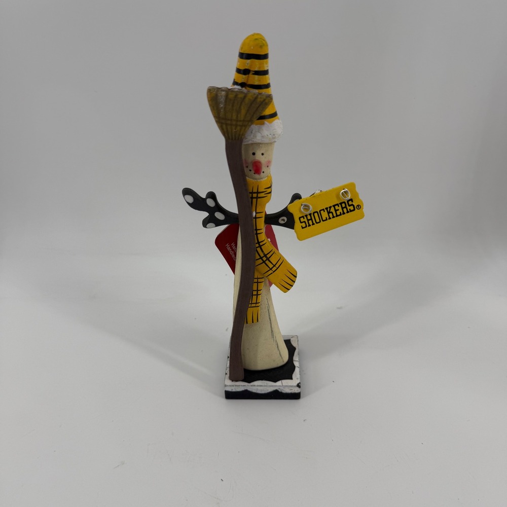Collectible Wichita State Shockers Snowman‎ Rustic Decor Figurine WSU Folk Art